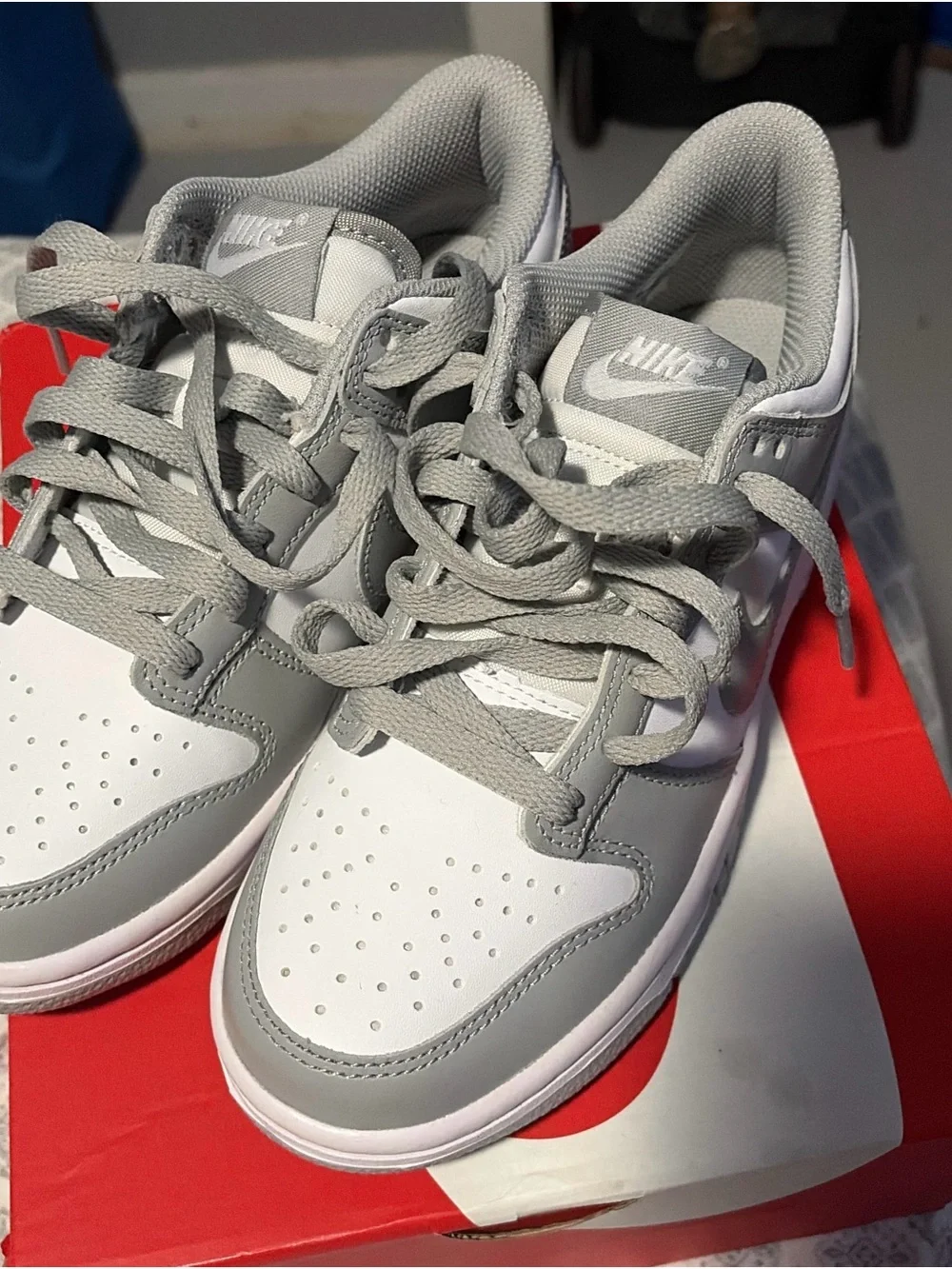 Nike Kids Low-Top Sneakers in White and Light Gray